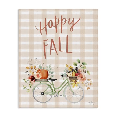 Stupell Industries 'Happy Fall Plaid Seasonal Flowers Blooming'| Canvas Art