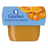 Gerber Stage 1 Baby Food, Butternut Squash Puree Tubs, No Added Salt, No Artificial Colors or Flavors, Baby Puree, 16-Pack