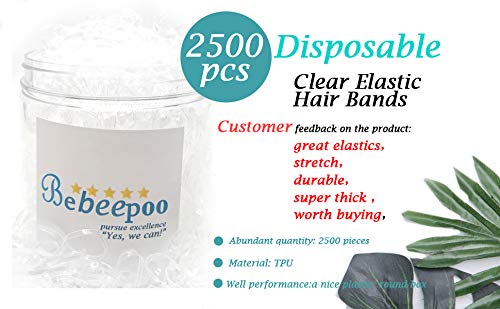 Clear Elastic Hair Bands，BEBEEPOO 2500pcs Mini Hair Rubber Bands with a Box, Soft Hair Elastics Ties Bands 2mm in Width and 30mm in Length-Hair Elastics - STRONG - REUSEABLE - Thumbnail 5