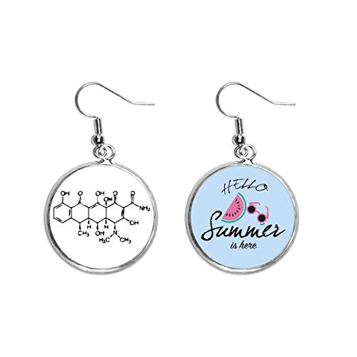 Pendientes de sandía con estructura atómica molecular y química orgánica para el lóbulo de oreja
