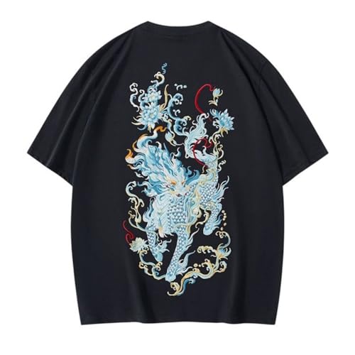 T-shirt brodé style chinois coton homme idéal pour sorties terrasses