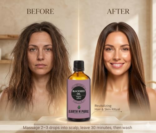 Image of Earth N Pure Black Seed (Kalonji Oil) | 100% Pure & Natural | Cold Pressed Nigella Sativa Oil | Hair, Scalp, Skin & Beard Care | Vegan & Cruelty-Free | 50ml