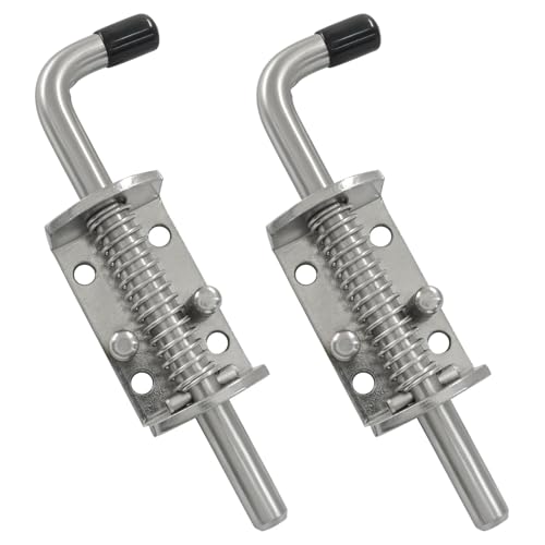 Aoserge 2 Pack 6.5 Inch 304 Stainless Steel Spring Loaded Gate Latch Pin - Outdoor Solid Hardware Latch with Barrel Bolt Nice Design, Heavy Duty for Shed Doors, Wood & Metal Gates, Trailers by Aoserge - Used condition - US$11.83
