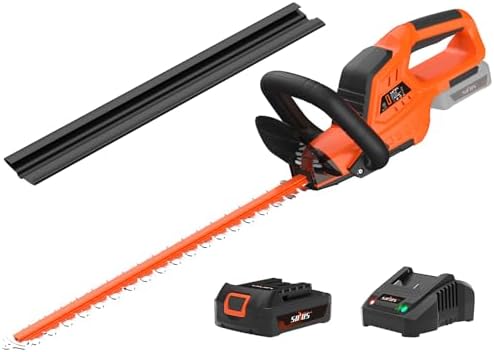 SOYUS Hedge Trimmer Cordless, 20V Electric Hedge Trimmers with 22 Inch Dual Action Blades and 3/4" Cutting Capacity, 2.0Ah Battery and Fast Charger Included