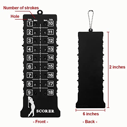 Contadores de Golpes para Golf de 18 Hoyos - Tableros de Puntuación para Entrenamiento, Práctica y Competición, 2 Unidades (Negro y Rojo) miniatura 2