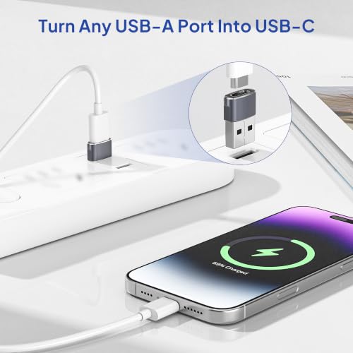 Image of USB C Female to USB Male Adapter 4Pack,Type A Charger Cable Plug Connector for iPhone 11 12 13 Pro Max,Airpods iPad 8 8th 9 9th Air 4 4th Mini 6 6th Generation,Samsung Galaxy S20 S21,Watch Series 7 | Type C Female to A Male Cable Converter for Z Fold Flip 7 6 5,A55 A54 A53,Tab S10 S9 S8 A9 Lite,Watch Ultra Classic Active