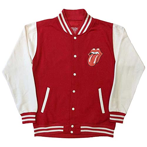 The Rolling Stones Varsity Jacket Classic Tongue Logo Official Unisex Red