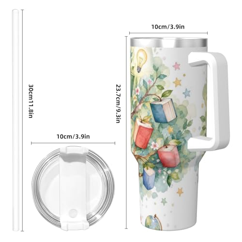 Vaso aislado de 40 oz de árbol frutal en acuarela, el regalo reutilizable ideal para el trabajo 5