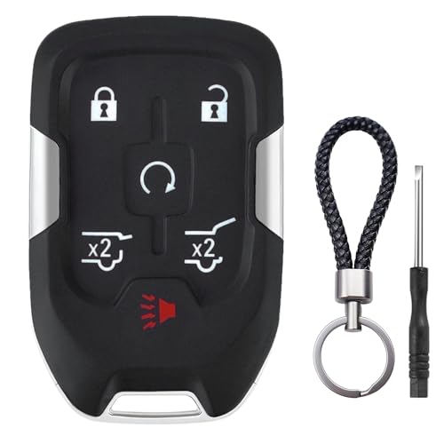 6 Button Key Fob Shell Replacement Fits for Chevy Suburban Tahoe GMC Yukon XL Denali HYQ1AA 2015 2016 2017 2018 2019 2020 Keyless Entry Remote Control Smart Car Key Fob Case Cover