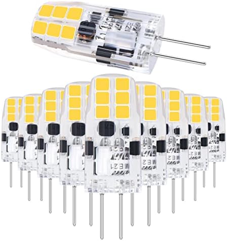 Hanbaak G4 LED Bulb, G4 JC Bi Pin Base Bulb 20 Watts G4 Halogen Bulb Replacement, 12V G4 Light Bulb for Under Cabinet Light, Ceiling Lights, Landscape Lighting Daylight White 6000K 10pcs