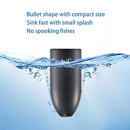 Image of 5pcs Fishing Weights, Anodized Black Tungsten Bullet Sinkers, with Sizes Laser-Engraved, No Abrasion, Never Chip, Sensitive and Great Castability