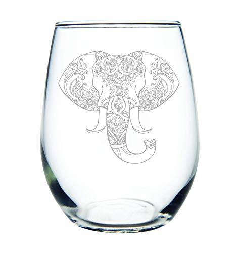 C M - Elephant 15 oz. stemless wine glass