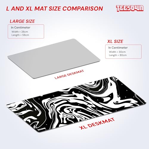 Image of Stitched Black & White Abstract Design - XL Gaming Mouse Pad 12x31 Inch | Desk Mat for Computer, Keyboard & Mouse | Smooth Surface, Anti-Slip Rubber Base, Water Resistant
