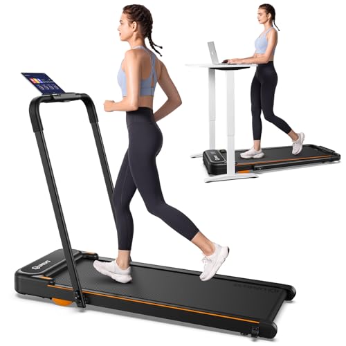 11 Best Treadmills for Bad Knees Under 1000 Dollars (2026 Guide) 11 UREVO Strol 2E Smart 2-in-1 Folding Treadmill, Compact Walking Pad with Safety Handle, Plug and Play, Dual LED Display, Workout APP, Walking or Running for Home Office, Remote Included, Tangerine