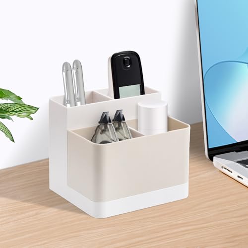 Image of Poeland Desktop Storage Organizer, Pen and Pencil Cases Boxes, Pen or Pencil Holder Box Container for Desk, Office Supplies, Vanity Table Tan