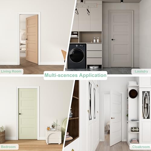 Image of JUBEST 30 inchx80 inch 5-Panel Shaker Style White Primed Hollow Core Interior Molded Door Slab, NOT Pre-drilled and NOT Included Hardware, Pre-Assembled Interior Door for Pantry, Laundry, Closet