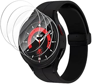 RIOVO (4 Pack) Screen Protector Compatible with Samsung Galaxy Watch 5 Pro 45mm (not for 44mm/40mm), Tempered Glass Screen Protection Cover for Galaxy 2022 New Version Watch 5 Pro 45mm