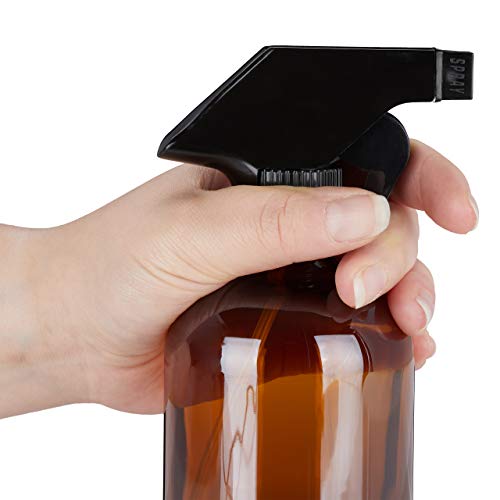 Relaxdays Sprühflasche Glas, 2x 500 ml, Set, nachfüllbar, Nebel & Strahl, Haarpflege, Reinigung, Zerstäuber, leer, braun