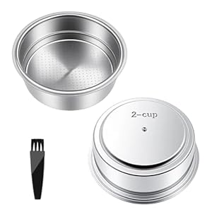 Porte Filtre 51mm Filtre Pressurisé, Lot de 2 Paniers de Filtre à Café en Acier Inoxydable, Compatible avec Machines Cecotec, Ufesa, Delonghi, Breville, avec Brosse de Nettoyage