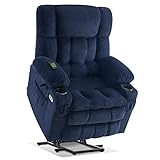 MCombo Dual Motor Power Lift Recliner Chair with Massage and Heat for Elderly People, Infinite Position, USB Ports, Cup Holders, Fabric 7890 (Medium, Yale Blue)