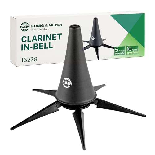 K&M König & Meyer 15228.000.55 Clarinet In-Bell Portable Stand - Lightweight 5 Leg Folding Base - Fits A and B Clarinets - Stable Secure Base - Professional Grade - Made in Germany - Black