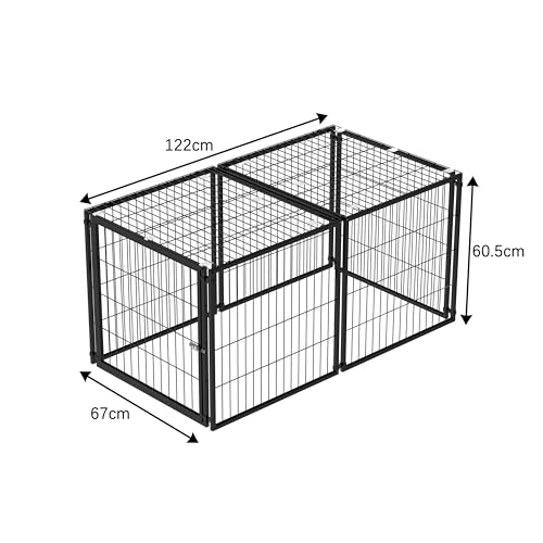 Hundebox mit Sicherheitsdeckel und Verstellbarer Tür, aus rostfreiem Stahl mit PVC- Auskleidung, schwarz, Maße 120x60x60 cm-2