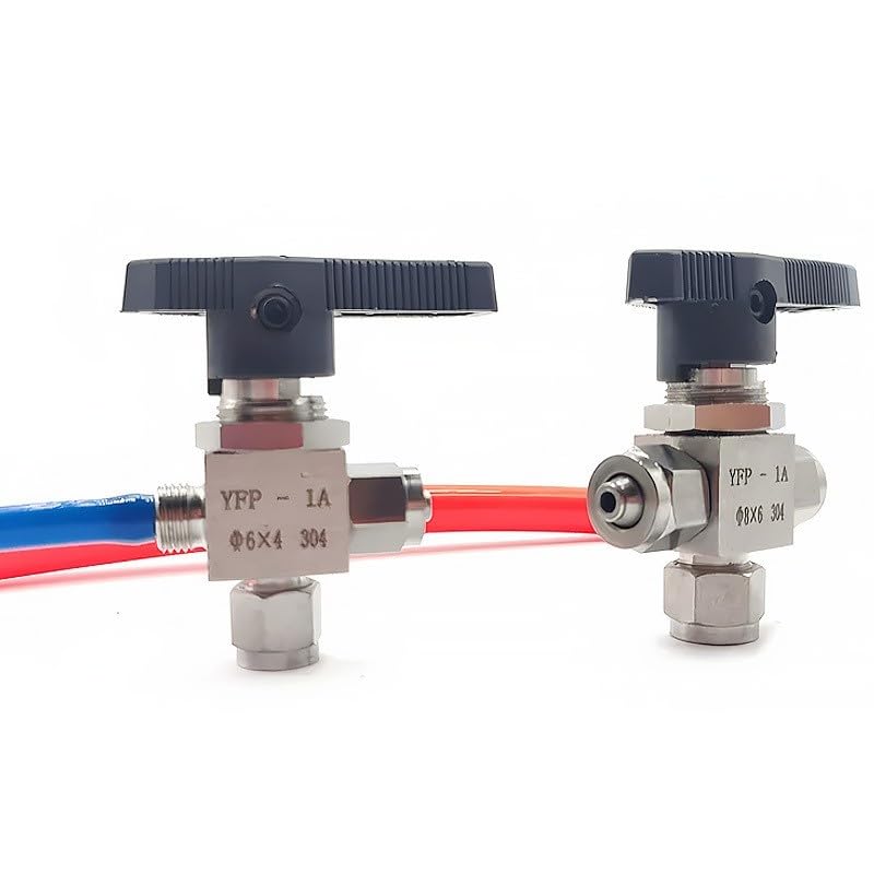 Dado di bloccaggio rapido con valvola a sfera in acciaio inossidabile a 3 vie for foro tubo in PTFE PU 4-12 mm(SS316,12x8mm)