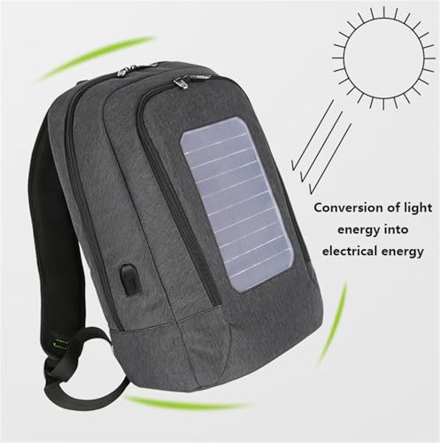 Outdoor Laptop Backpack with Solar Panel Built in, Backpacking Solar Panel Power Bank Waterproof Business Travel Bag with USB (B Black,Large)