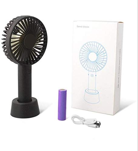 Image of SUNSINE Rechargeable and Portable Mini USB Fan Li-ion Battery, 3 Speed Option and Table Dock (Black) Black