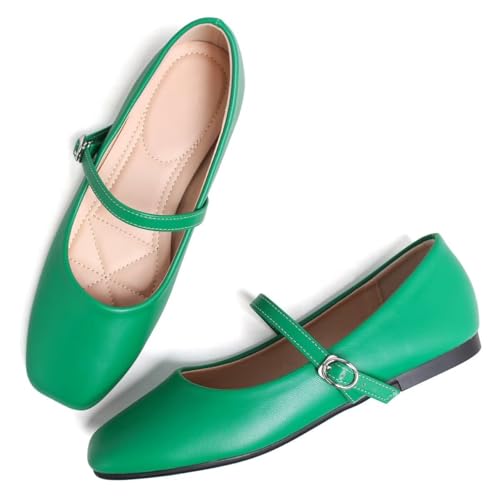 Image of LUXINYU Women's Slip on Flats,Classy Round Toe Solid Classic Mary Jane Ballet Dance Shoes Soft Comfortable PU Flat Shoes