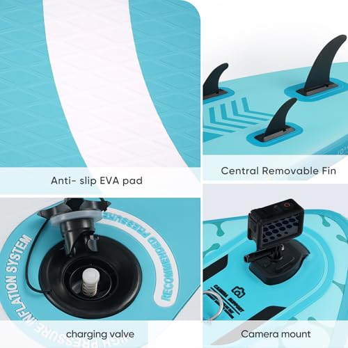 Image of Inflatable Paddle Board, Stand Up Paddle Board | Stable Design with Non-Slip Comfort Deck, Portable Travel Paddle Board