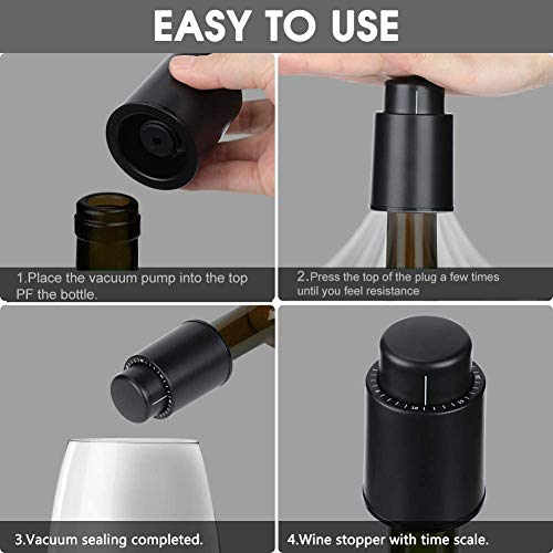 CVOZO 2 tapones de vacío para vino, tapones de vacío para champán reutilizables con marcador de fecha, el mejor regalo para los amantes del vino - imagen 7