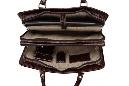 Image of HYATT Leather Accessories 16 Inch Full Grain Natural Leather Laptop Messenger & Shoulder Bags For Men 24 Litres Capacity Upto16 inch Laptop Compartment Dimension-L-16 X H-12 X W-4 Inch Weight-1 KG