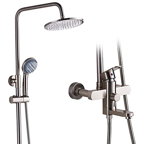 Ensemble de robinet de douche chic en nickel brossé et jet effet pluie 8