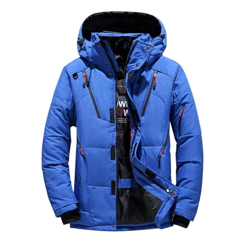 Generisch Winterjacke FüR Herren Warme Daunenjacke Dicker Parka-Mantel Mit Kapuze Vielen Taschen Outdoorjacke Wanderjacke Einfarbig Kapuzenjacke Bequeme Winterparka LäSsige Schneejacke Steppjacke