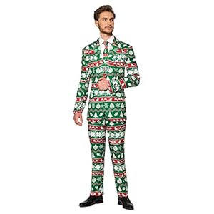 Suitmeister Heren alledaagse pakken leuke prints – volledige set: Incudes jas, broek en stropdas business