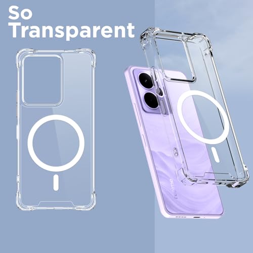 Image of Amazon Basics Back Cover for Realme 14 5G Mag-Safe Shockproof PC + TPU Protective Case Magnetic Support Bumper Case (Transparent Mag-Safe)