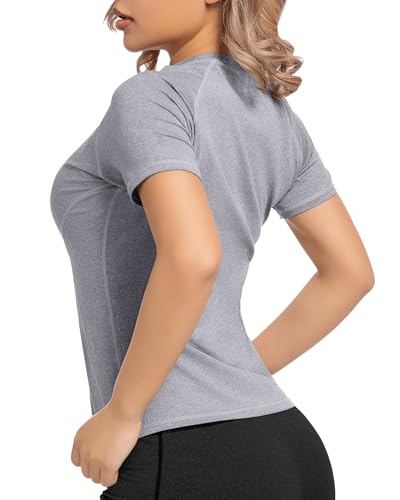 Women's Short Sleeve Compression Shirts Athletic T-Shirts Workout Tops for Gym Yoga Running2
