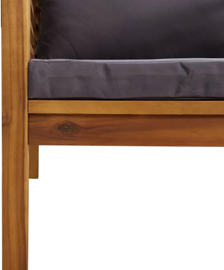 vidaXL 2 Piece Patio Sofa Set with Dark Gray Cushions Acacia Wood