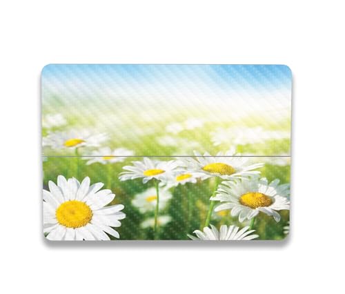 Image of MightySkins Carbon Fiber Skin Compatible with Microsoft Surface Laptop Studio 2 (2023) Full Wrap Kit - Field of Daisies | Protective, Durable Textured Carbon Fiber Finish | Made in The USA