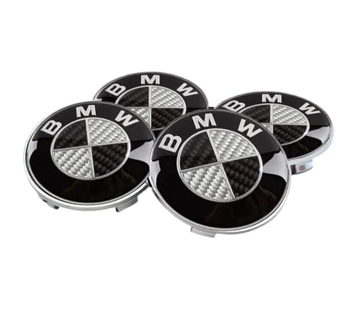 68mm Caps for BMW Set of 4 Premium Alloy Wheel Centre Cap Replacements Carbon Grey Easy Snap-On Installation MEASURE BEFORE PURCHASE