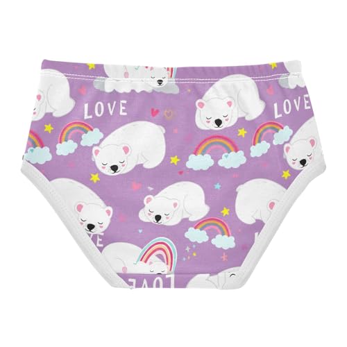 Joisal Cute White Polar Bears Purple Panties for Girl Toddlers Underwear Floral Cotton Designer Briefs Kids Undies 2t2