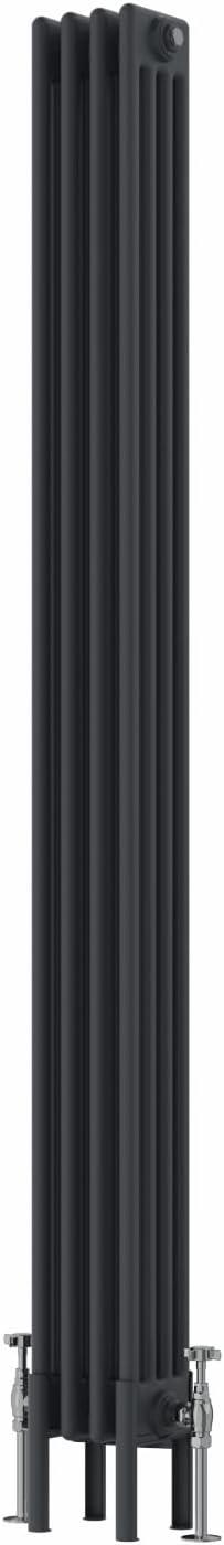 Warmehaus Traditional Cast Iron Style Anthracite Quadruple Column Vertical Tall Radiator 1800x200mm Perfect for Bathrooms, Kitchen, Living Room