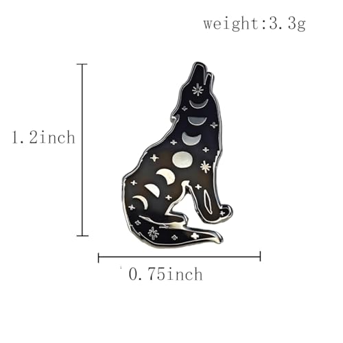 Image of Wolf Enamel Pin With Moon and Star Shapes for Hat Jackets Backpacks Badge