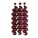 #99J Wine Red Bundles Human Hair Body Wave Bundles 18 20 22 Inch Burgundy Body Wave Bundle Human Hair Extensions Double Weft Unprocessed Brazilian Virgin Hair 3 Bundle 50 Grams Per Bundle For Woman