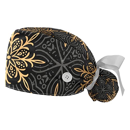 Chapeaux bouffants JDEZ anti-transpiration : lot de 2 casquettes de travail fleuries