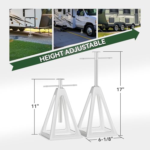 Image of RVGUARD RV Stack Jacks 1 Pack, Aluminum Stabilizer Jacks for RV Trailer Camper, Single Support Up to 6000 Lbs, Adjustable from 11 inch to 17 inch