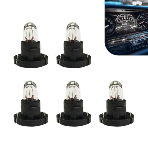 Zosgrew 5 PCS T4 Dashboard Light Bulbs, DB1601 14V1.12W Super Bright Dash Light for Car Interior with Sockets, Universal for Cars Lighting Replacement (White)