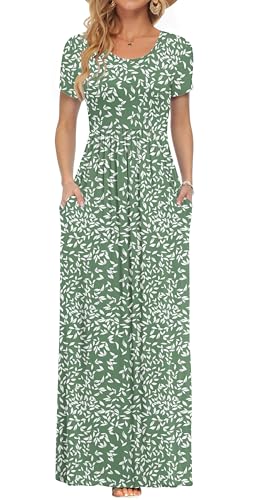 Image of AUSELILY Women's Classic Short Sleeve Loose Plain Casual Long Maxi Dresses for Women 2026