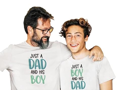 Winoxy Designs Set of 2 Father Son Shirts; Just a Boy and His Dad; Just a Dad and His Boy Father's Day White